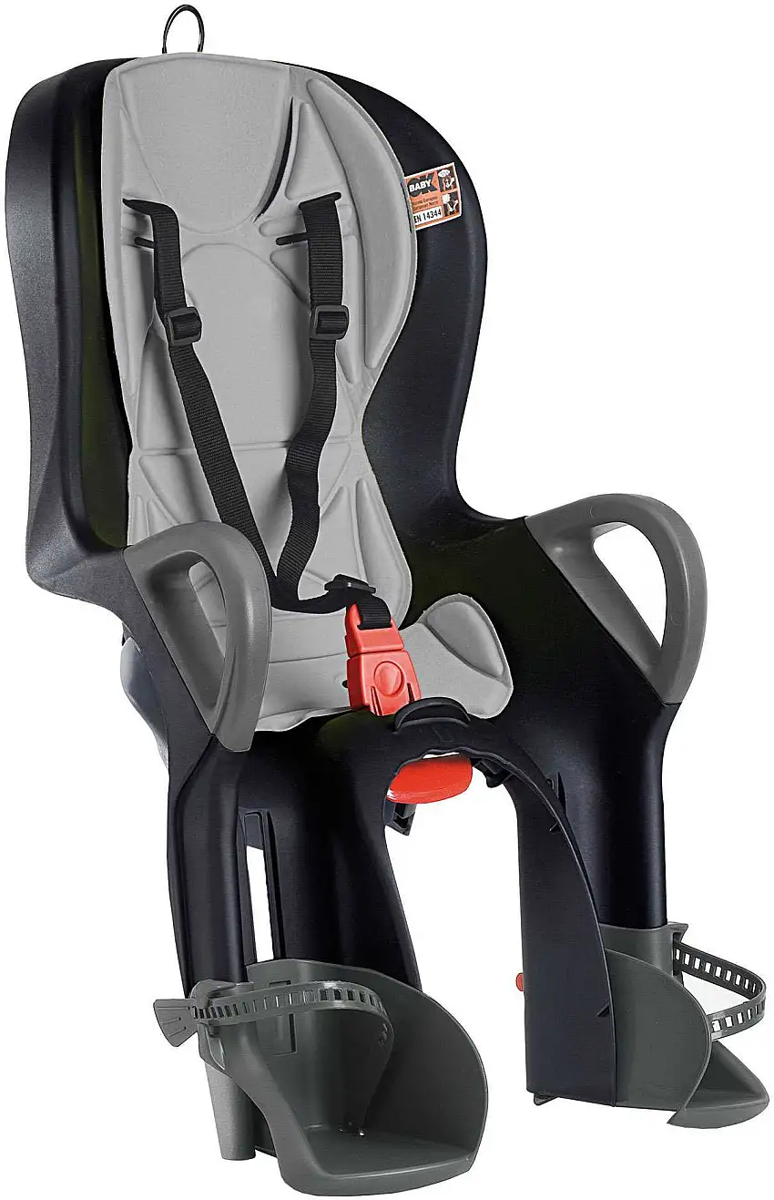 Cykelsits Okbaby 10+ ramfäste svart/grå