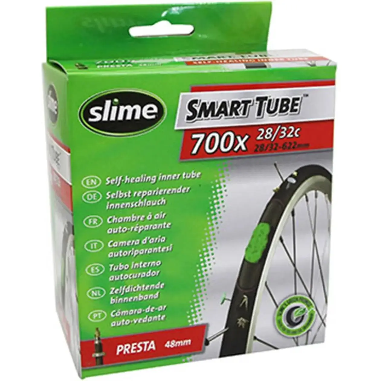Innerrör med Presta-ventil och anti-punkteringsvätska Slime 700 x 28-35