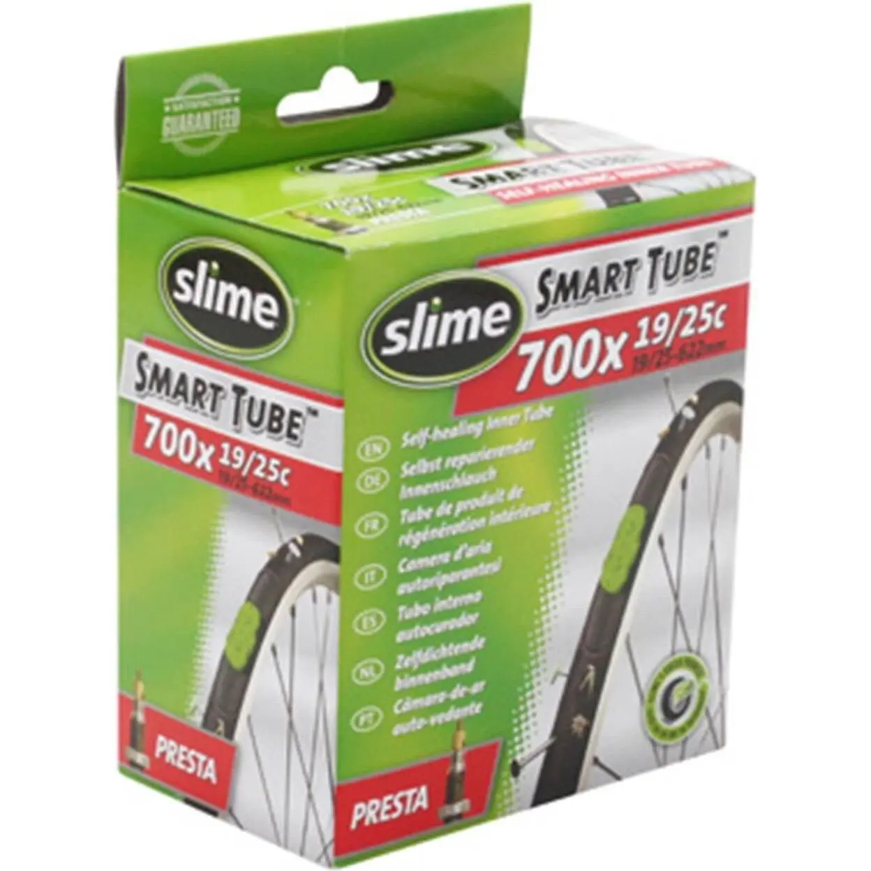 Innerrör med Presta-ventil och anti-punkteringsvätska Slime 700 x 19-25