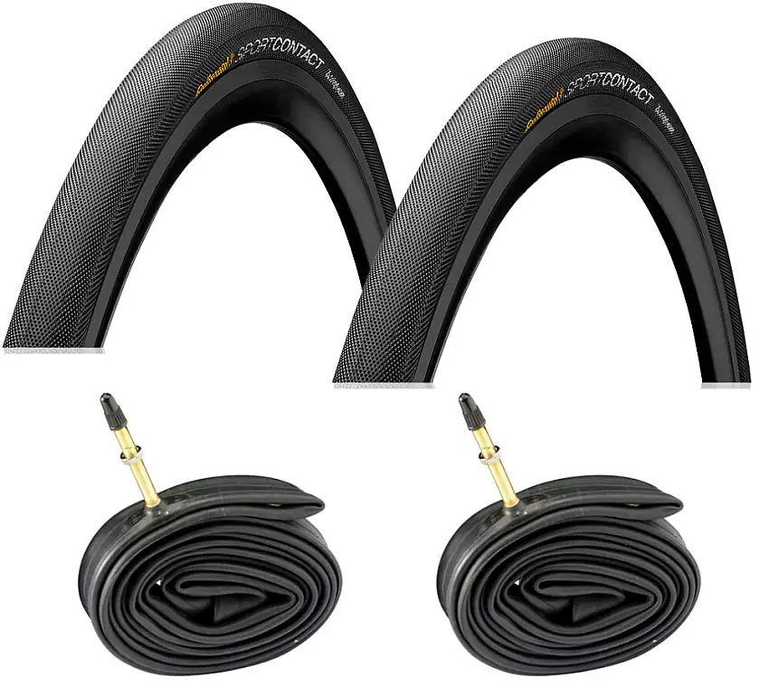 2 Däck + 2 Slangar Continental Contact Speed 700x28c racer ventil