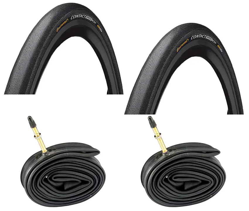 2 Däck + 2 Slangar Continental Contact Speed 700x28 (28-622) med reflex Racer ventil