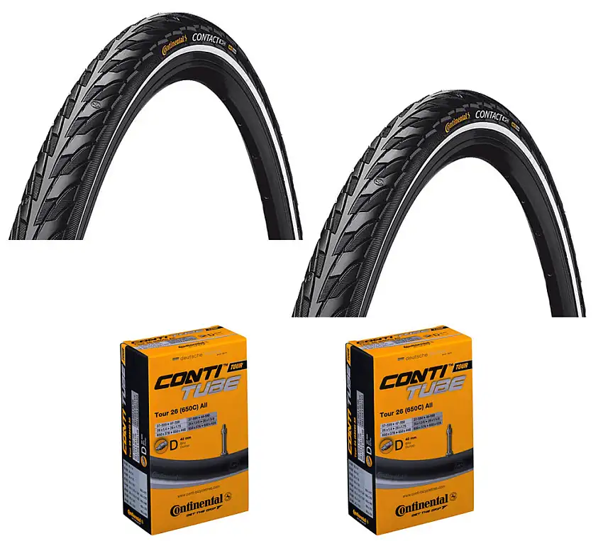 2 Däck + 2 Slangar Continental Contact 26" x 1.75 (47-559) med reflex med reflex dunlop ventil