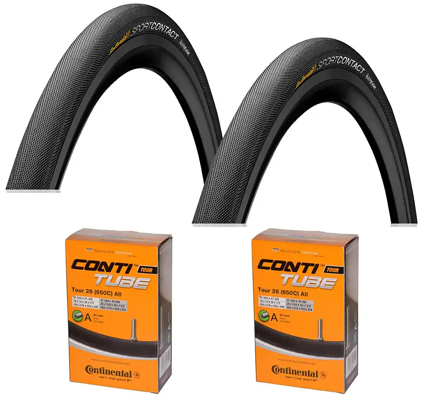 2 Däck + 2 Slangar Continental SportContact II 26x1.60" (42-559) auto ventil