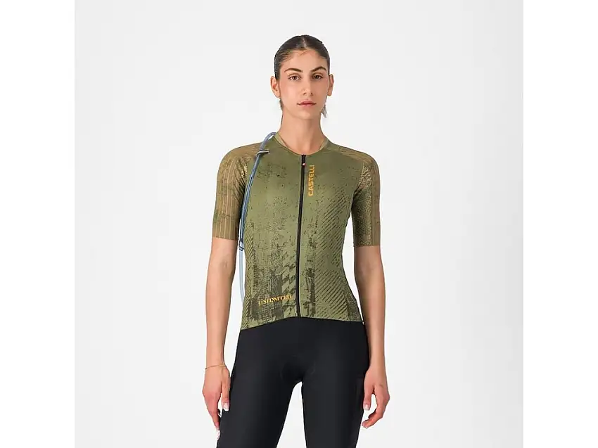 Castelli Unlimited Pro 2 W cykeltröja korta ärmar forest green/elmwood/vivid ora dam