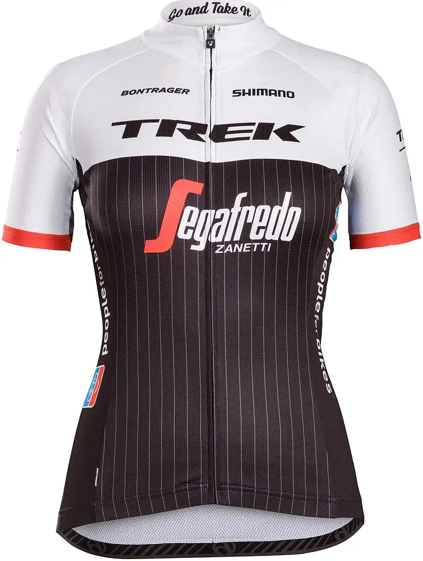Tröja Trek-Segafredo Replica kort ärm dam svart/vit/röd