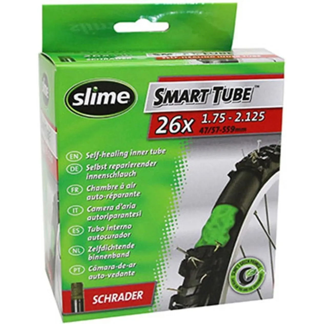 Innerrör med Schraderventil och anti-punkteringsvätska Slime 26 x 1.75-2.10
