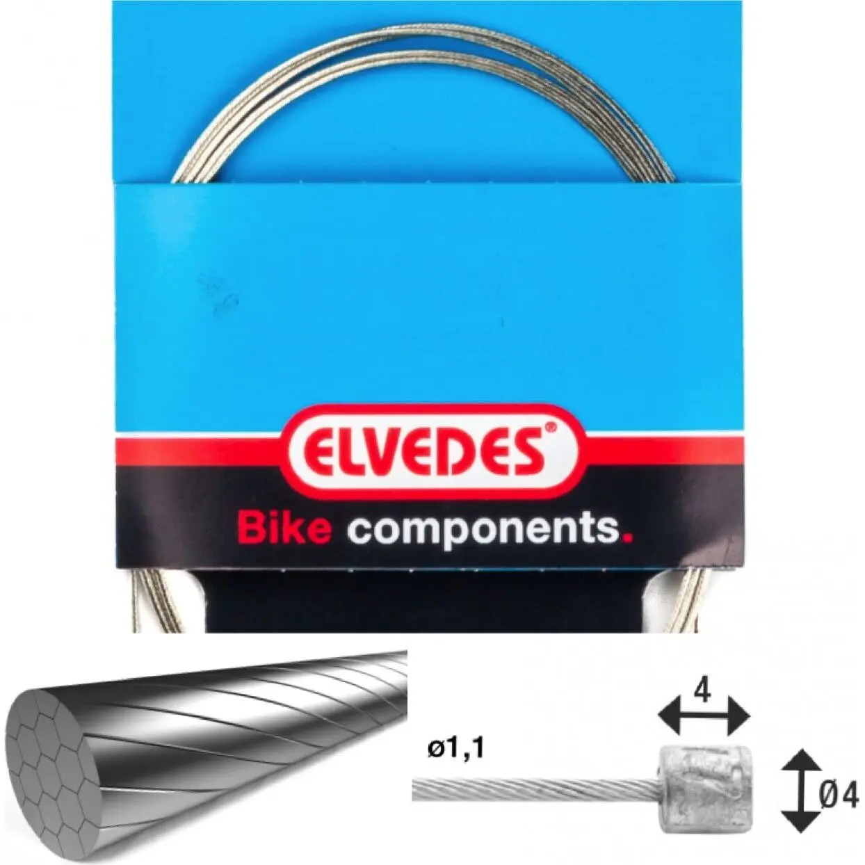 Transmissionskabel 1x19 slick trådar av rostfritt stål ø1,1mm med n-huvud ø4x4 Elvedes