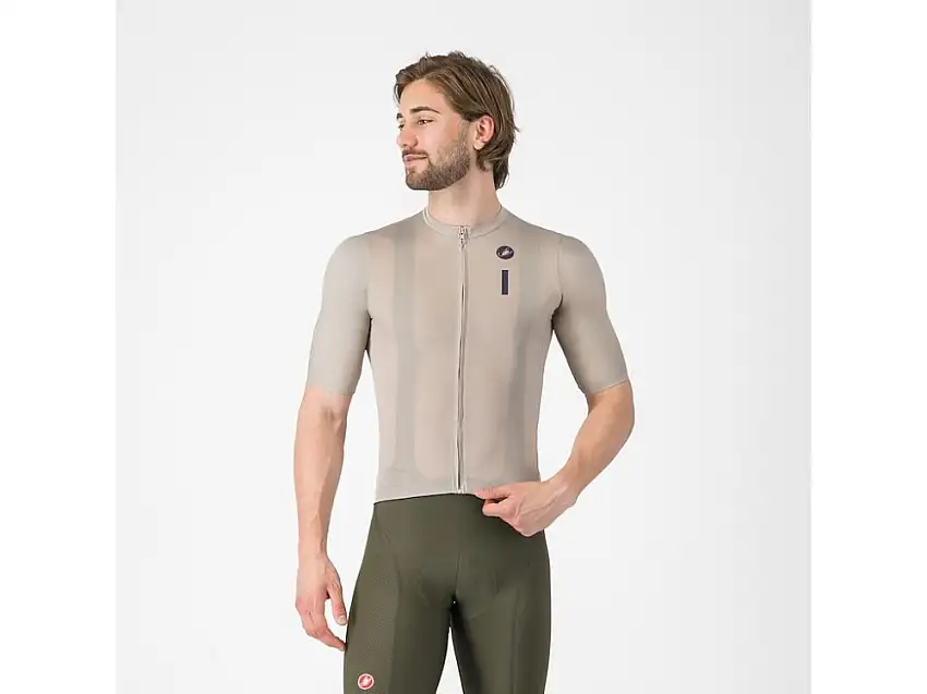 Castelli Drittone Logo cykeltröja kortärmad clay/belgian blue herr