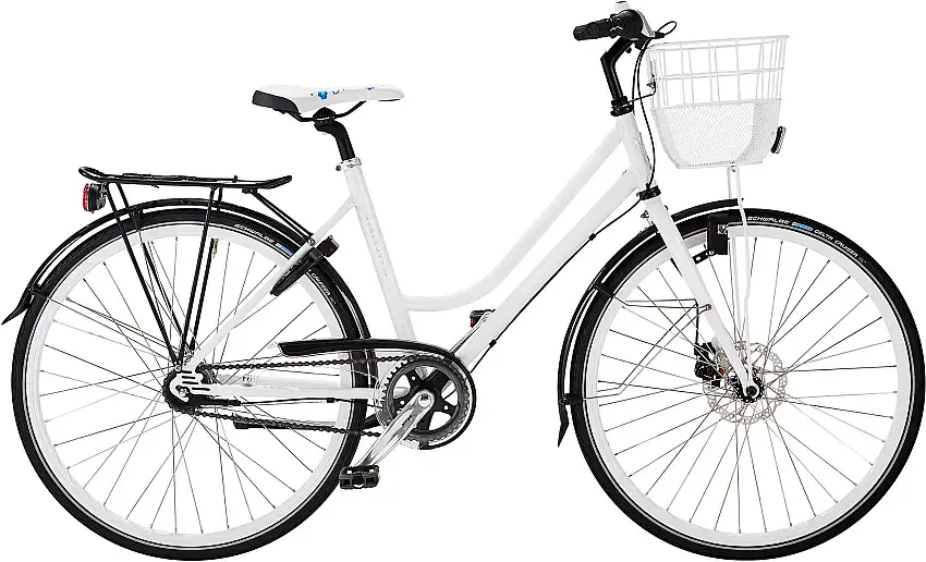 Skeppshult Ung 26" 3-växlad med korg fjällvit metall