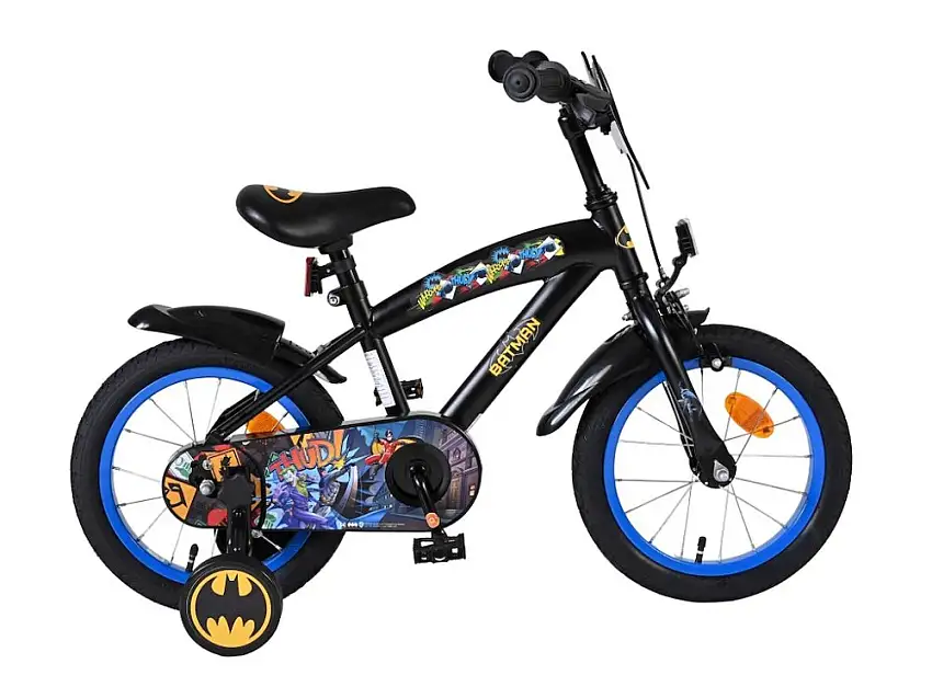 Volare Batman barncykel 14'' med stödhjul svart