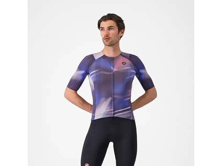 Castelli Aero Race 8S cykeltröja kortärmad night shade/rosa giro herr