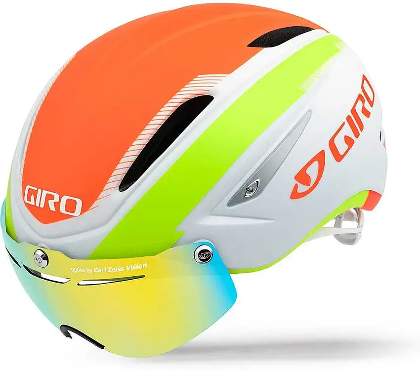 Cykelhjälm Giro Air Attack Shield matt vit/lime/flame