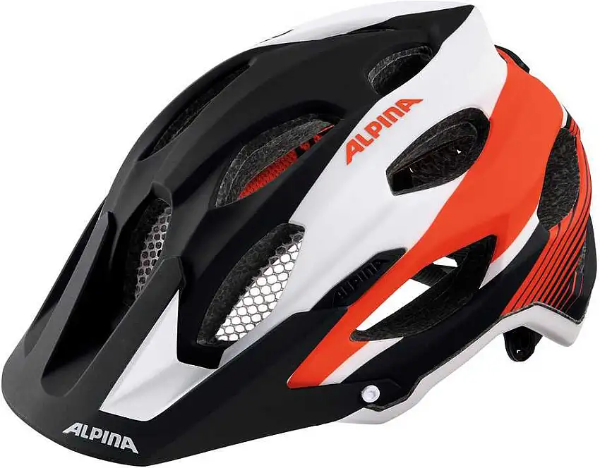 Cykelhjälm Alpina Carapax svart/vit/neonröd