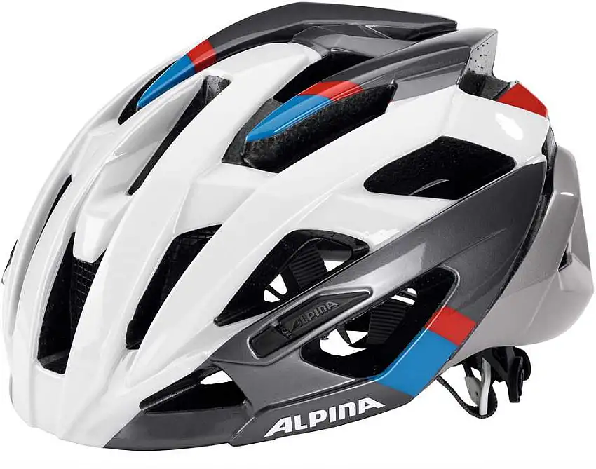 Cykelhjälm Alpina Valparola RC vit/silver/blå/röd
