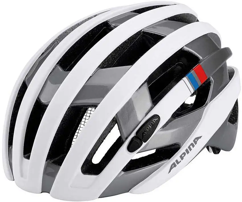 Cykelhjälm Alpina Campiglio vit/silver/blå/röd