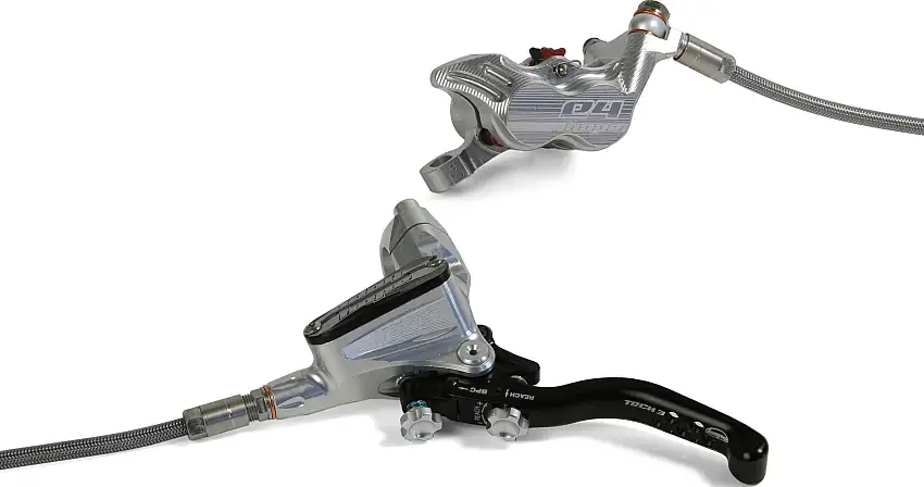 Skivbroms Hope Tech 3 E4 no rotor bak L/H braided silver