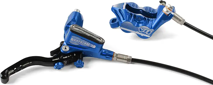 Skivbroms Hope Tech 3 V4 no rotor fram R/H blå
