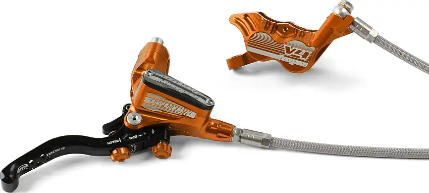 Skivbroms Hope Tech 3 V4 braided högermontage fram orange