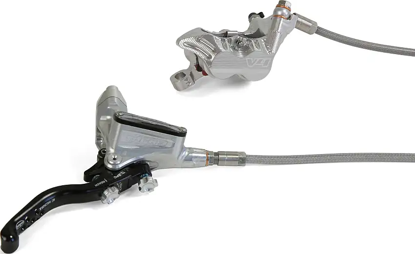 Skivbroms Hope Tech 3 V4 no rotor fram R/H braided silver
