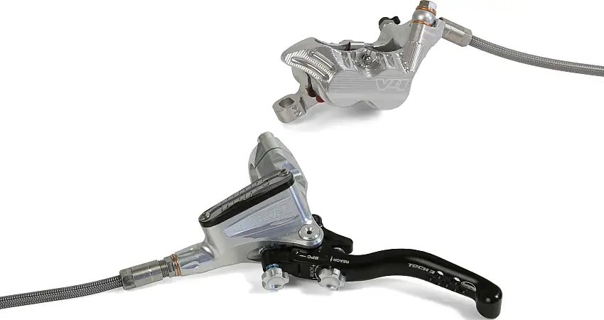 Skivbroms Hope Tech 3 V4 no rotor bak L/H braided silver