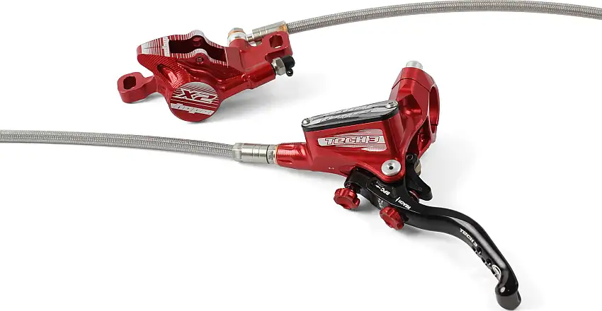 Skivbroms Hope Tech 3 X2 braided vänstermontage bak röd
