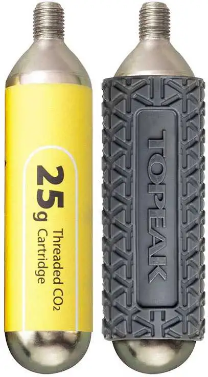 Kolsyrepatron Topeak gängad 25 gram 2-pack + 1 silikonskydd