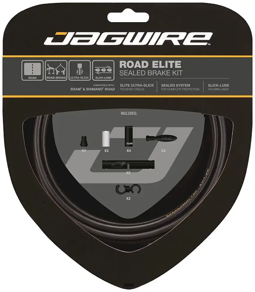Jagwire Elite inkapslat broms kabelset race - Mattsvart