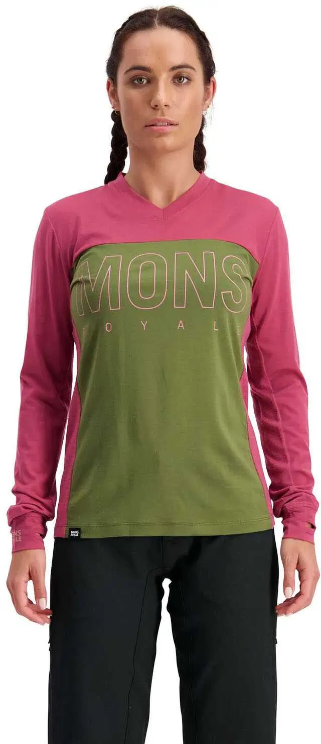 Tröja Mons Royal Wool Phoenix Enduro VLS dam rosa/grön