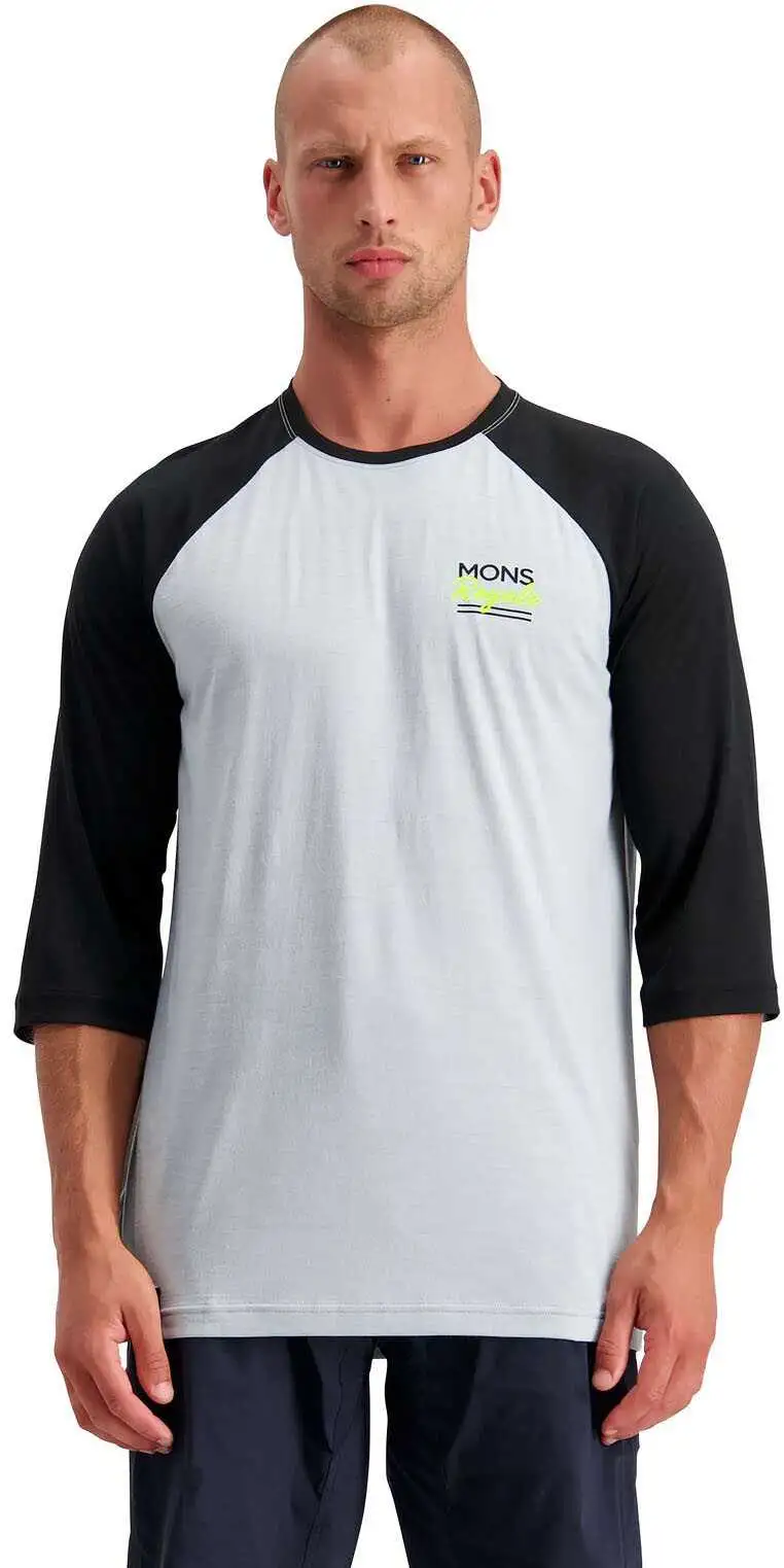 Tröja Mons Royal Wool Tarn Freeride Raglan 3/4 svart/grå