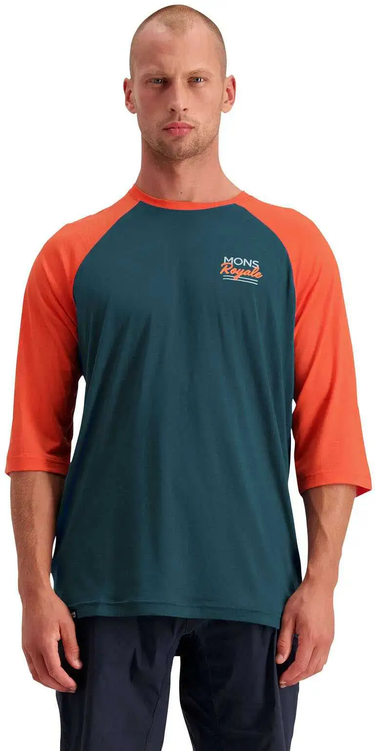 Tröja Mons Royal Wool Tarn Freeride Raglan 3/4 blå/orange