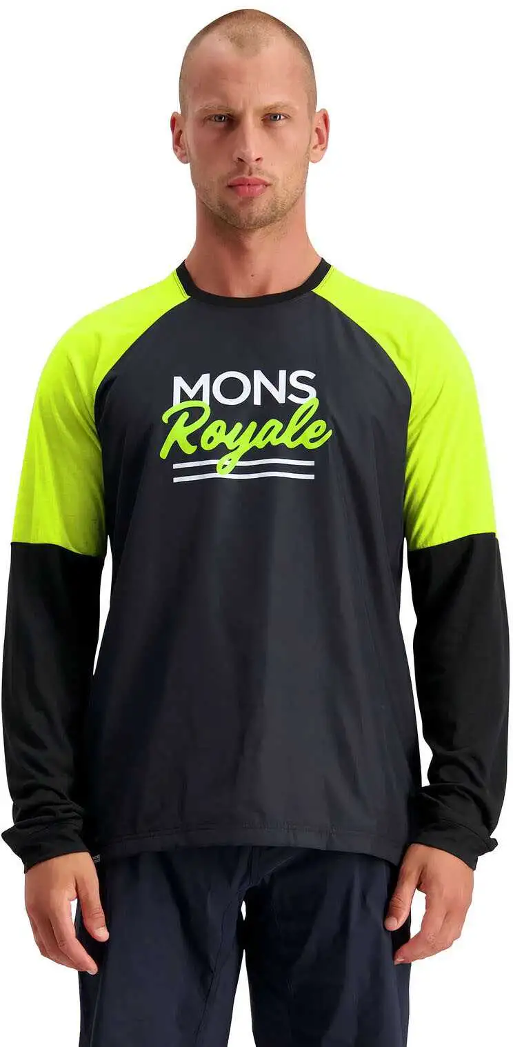Tröja Mons Royal Wool Tarn Freeride LS Wind svart/gul