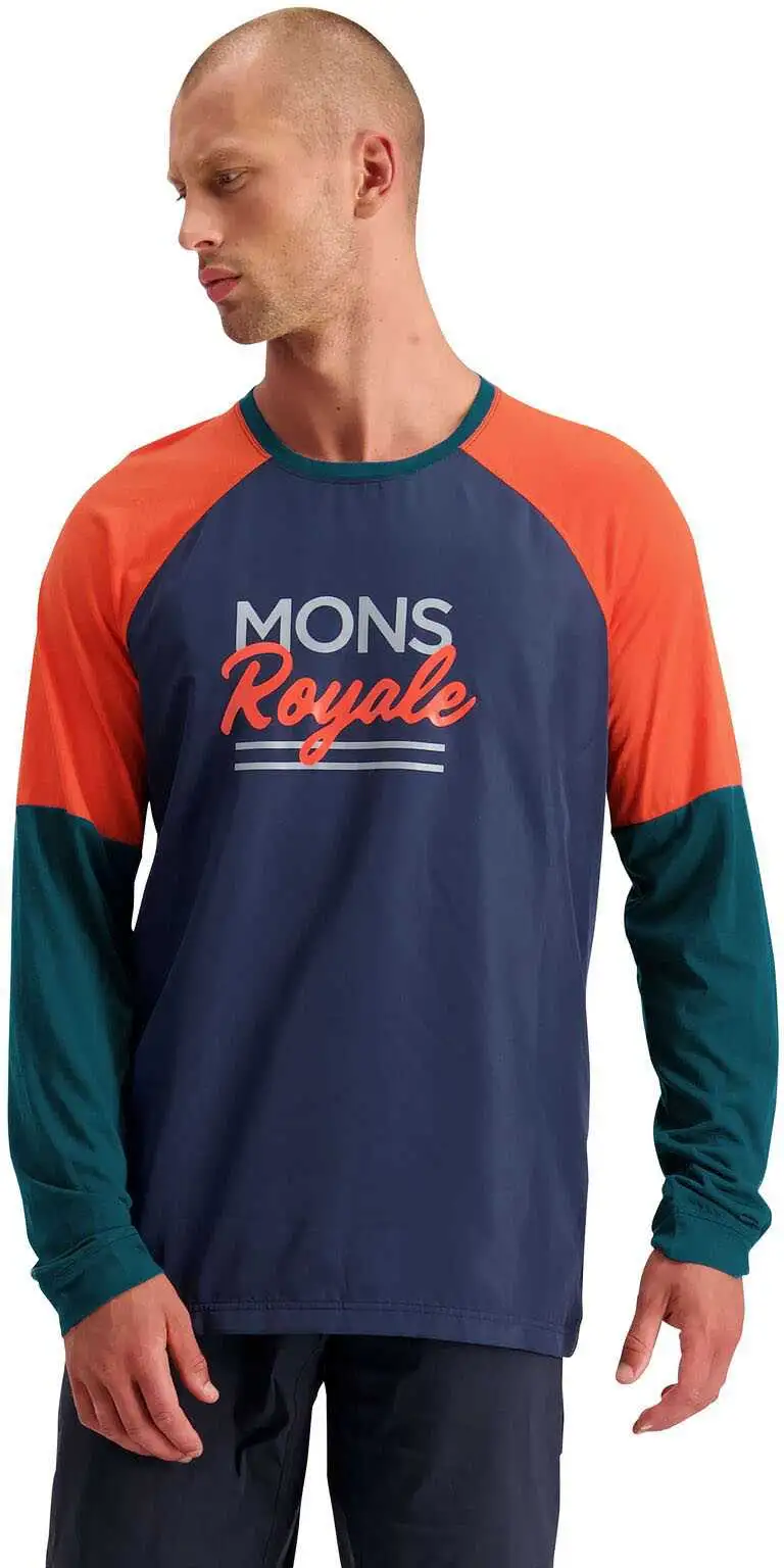Tröja Mons Royal Wool Tarn Freeride LS Wind blå/orange