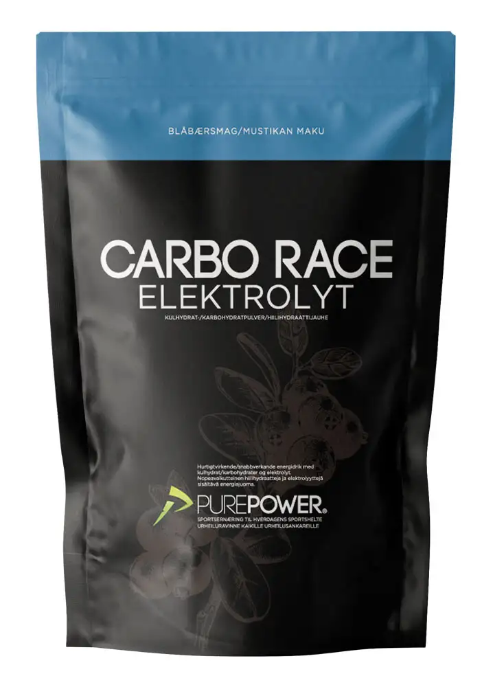 PurePower Carbo Race Elektrolyt energipulver blåbär 1 kg