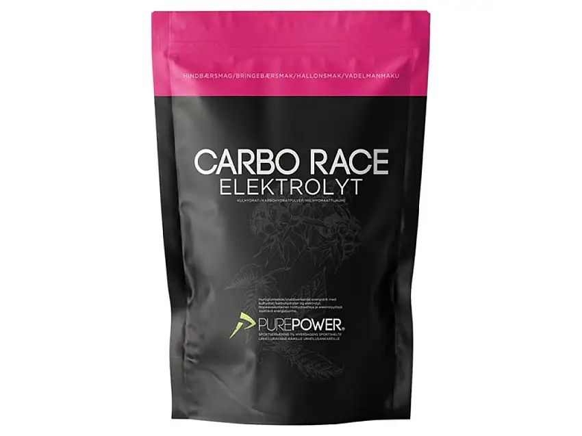 PurePower Carbo Race Elektrolyt energipulver hallon 1 kg