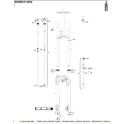 Gaffel Rockshox Plongeur Boxxer C1 2019+ Cote Droitnoir