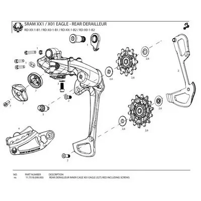 Bakre växellåda Sram X01 Eagle 52T