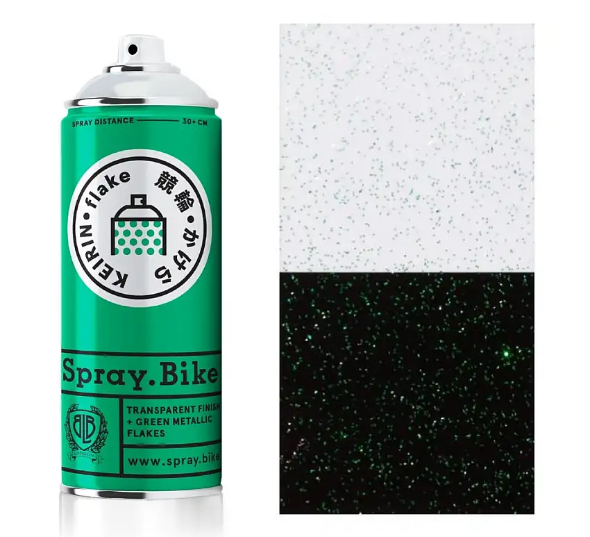 Spray.Bike Klarlack med grön glimmer effekt 400 ml
