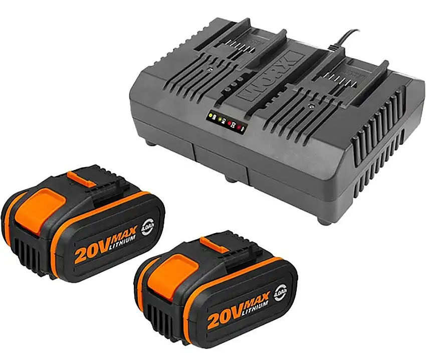 Worx 2 st 20V Batterier 4Ah med Dubbelladdare