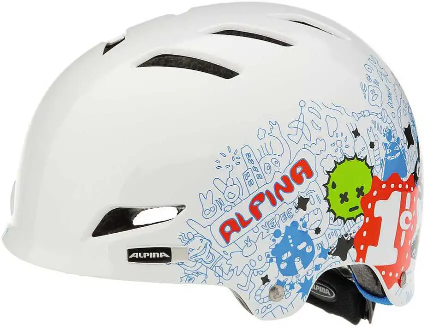Cykelhjälm Alpina Park Junior Motif Monster vit