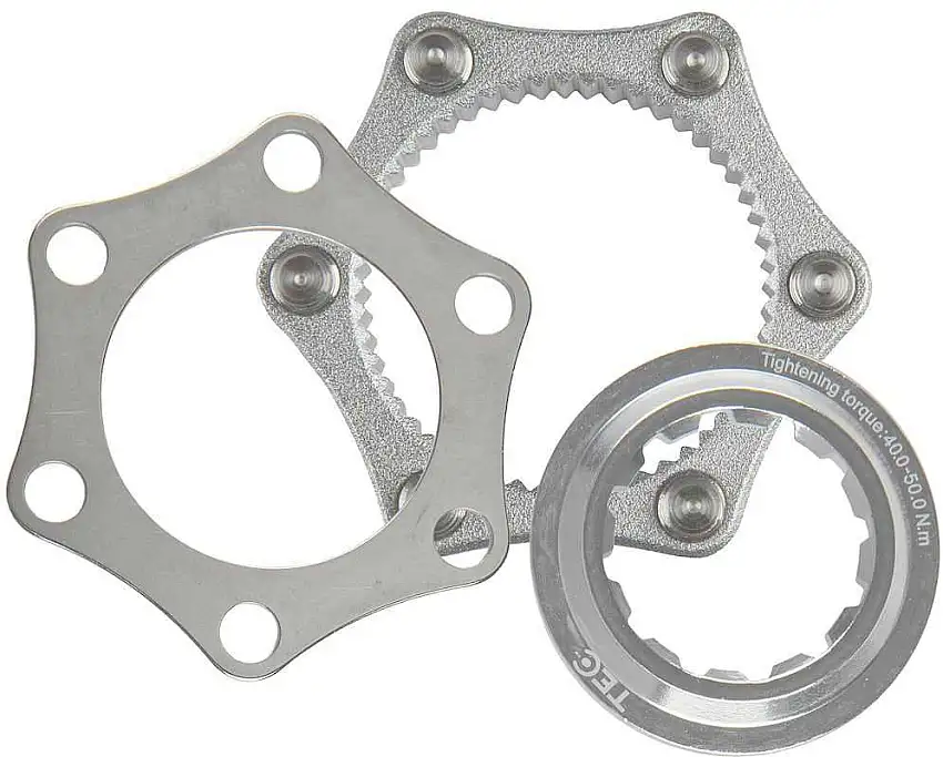Adapter TEC IS 6 bultars bromsskiva till centerlock nav silver