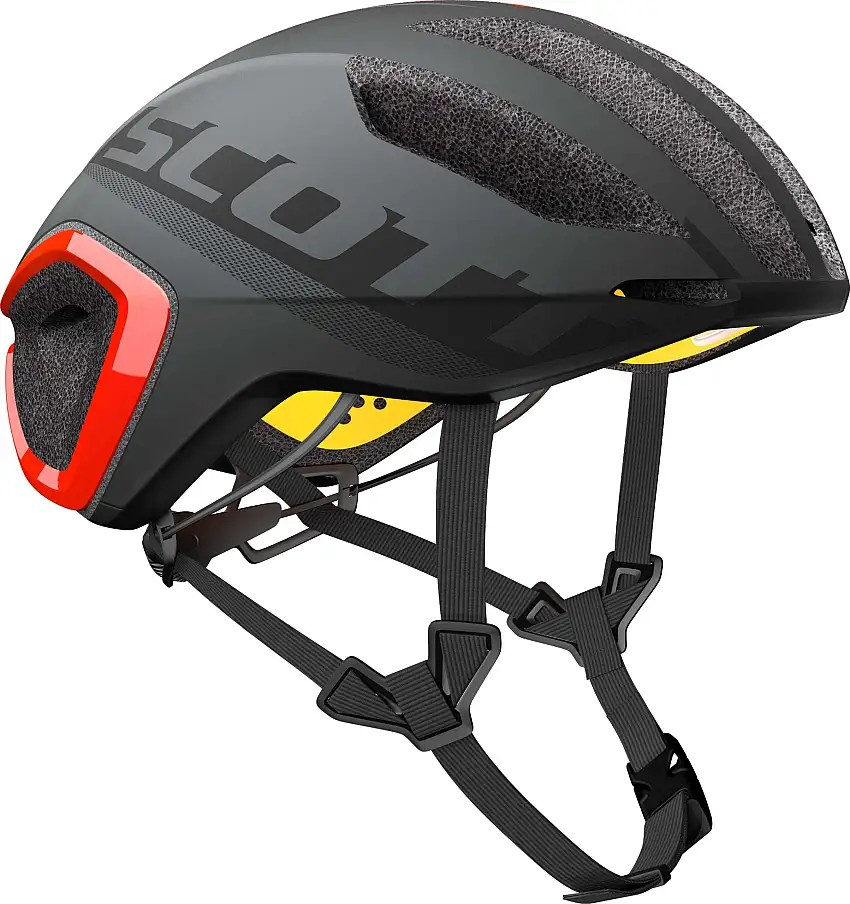Cykelhjälm Scott cadence Plus MIPS mörkgrå/röd