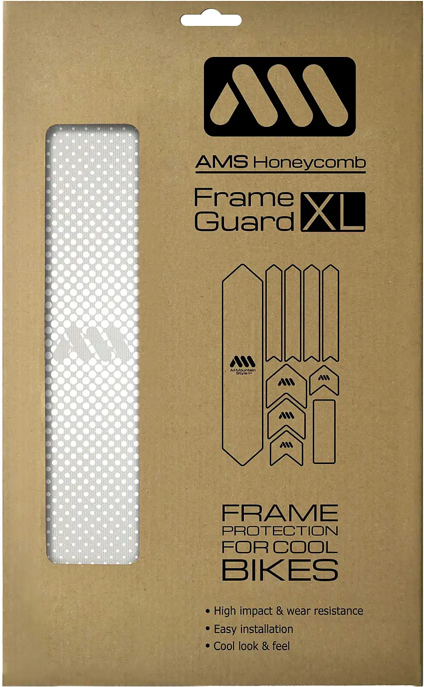 Ramskydd AMS Honeycomb XL transparent/vita prickar
