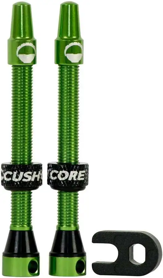 Tubelessventil till Däckinsats Cushcore 55 mm Tubeless Presta Valve Set grön