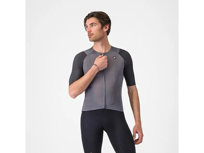 Castelli Aero Race 8S cykeltröja kortärmad silvergrå/rökgrå herr