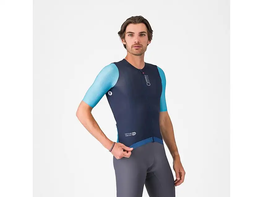 Castelli Coretto cykeltröja kortärmad belgian blue/neon cobalt/white herr