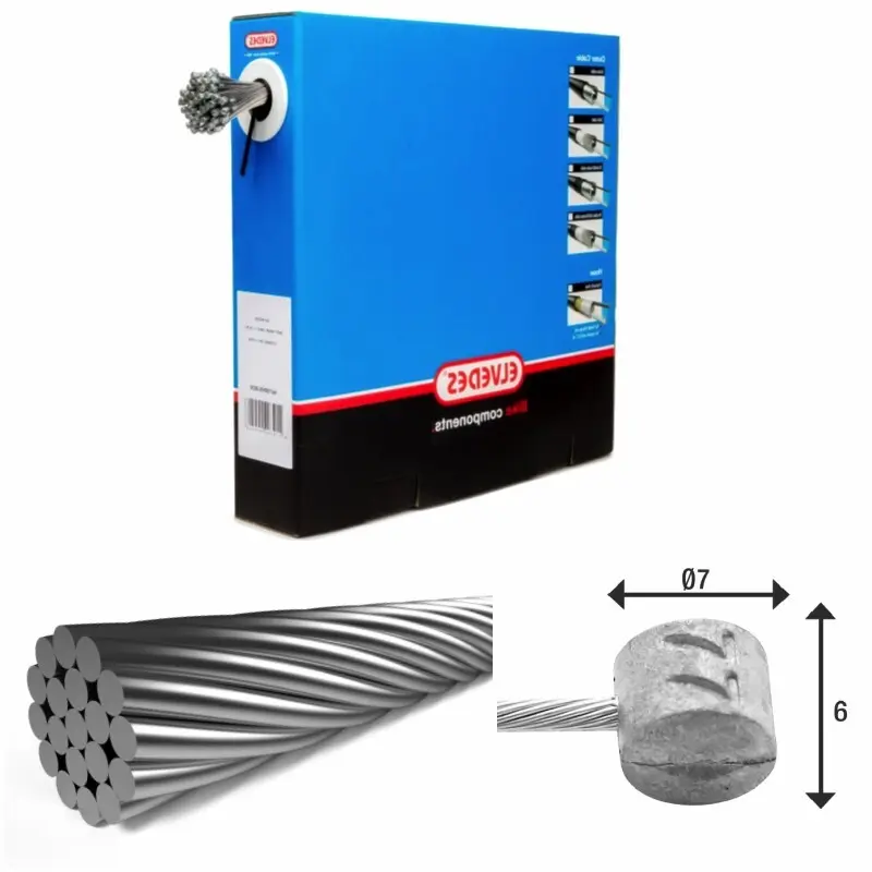 Bromsvajer 1x19 rostfritt stål trådar ø1,5mm t-huvud ø7x6mm Elvedes