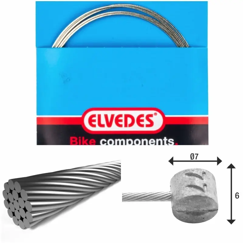 Bromsvajer 1x19 trådar galvaniserad ø1,5mm t-huvud ø7x6mm Elvedes