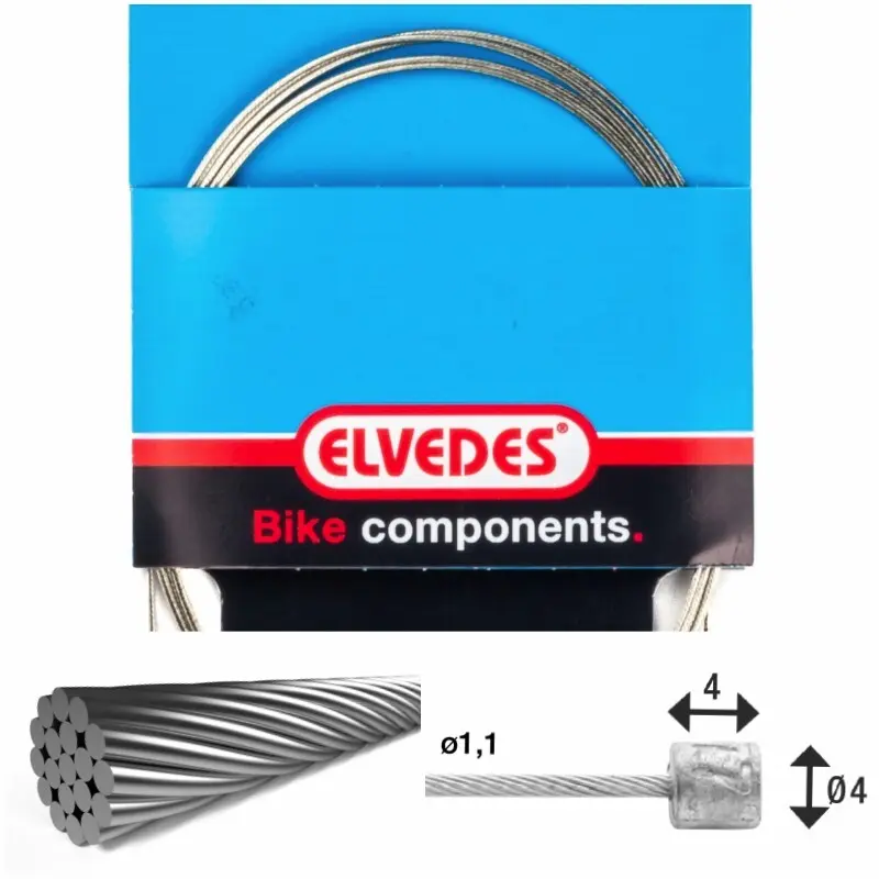 Transmissionskabel 1x19 trådar galvaniserad ø1,1mm med huvud ø4x4 Elvedes