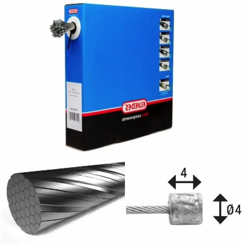 Transmissionskabel 1x19 rostfria trådar ø1,1mm med n-huvud ø4,5x4,5 Elvedes