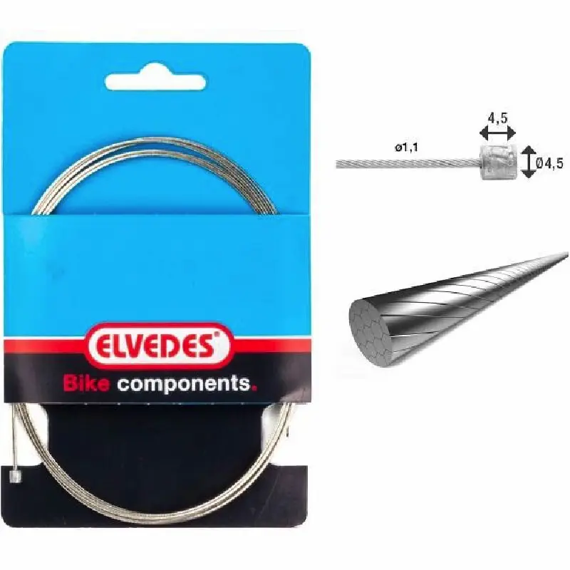 Transmissionskabel 1x19 slick trådar i rostfritt stål ø1,1mm n-huvud ø4,5x4,5 Elvedes